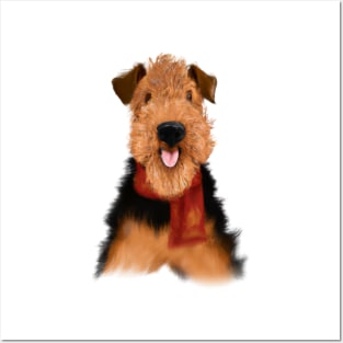 Cute Airedale Terrier Drawing Posters and Art